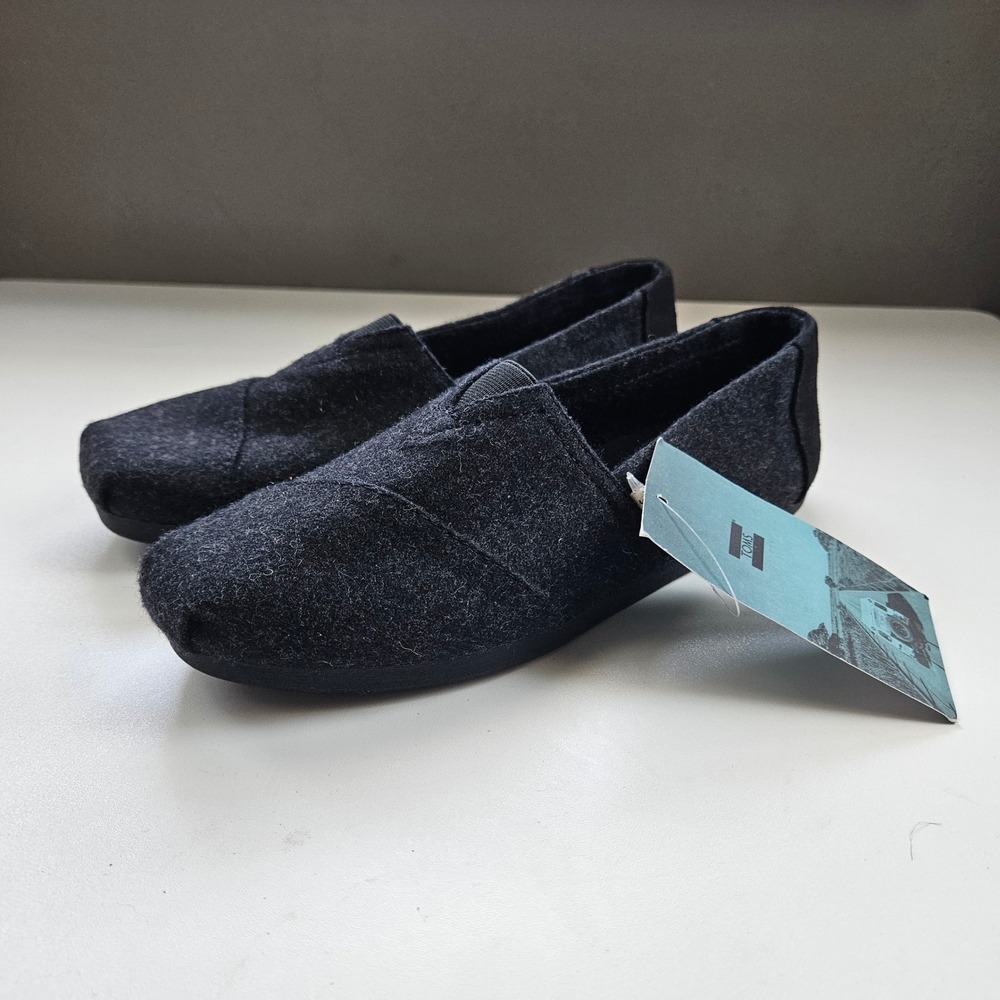TOMS Alpargata Slip On Shoes Size 7 Womens Black Flats Minimalist Office Casual